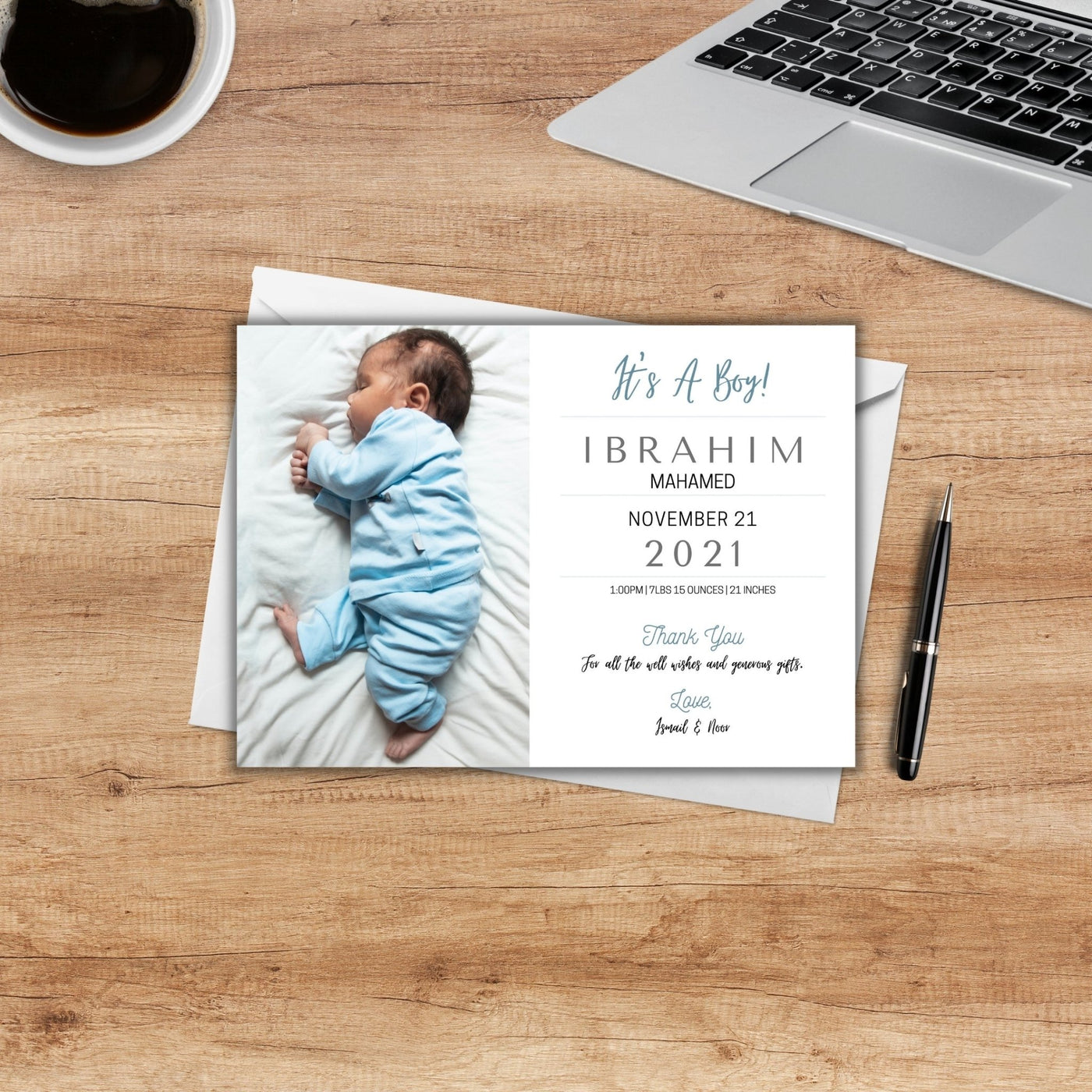 Birth Announcement Card - AyaansCraftyCreation - AyaansCraftyCreation