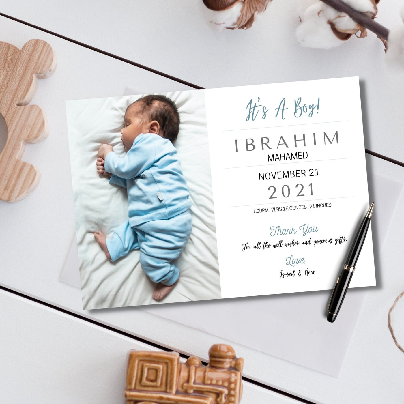 Birth Announcement Card - AyaansCraftyCreation - AyaansCraftyCreation